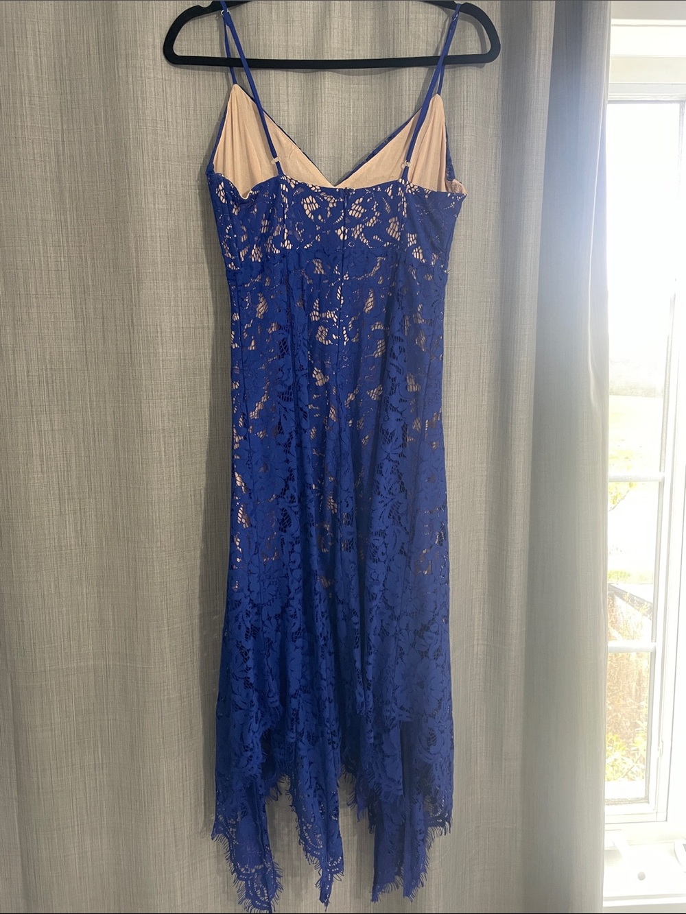 Lulu's Royal Blue Lace Asymmetrical Slip Dress - Picture 3 of 3